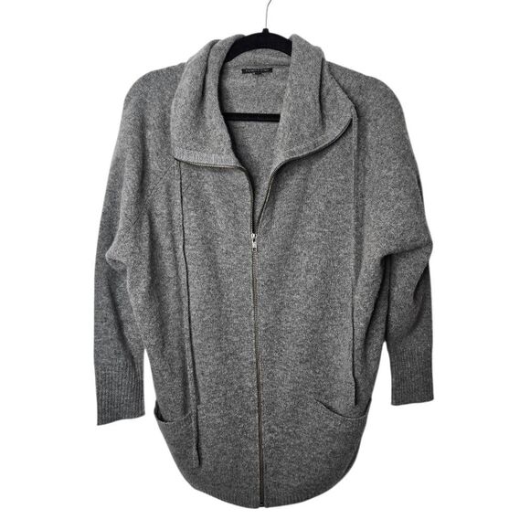 Eileen Fisher Cardigan Sweater Women's XS Gray Cowl Neck Full Zip Dolman Sleeve - Picture 1 of 6